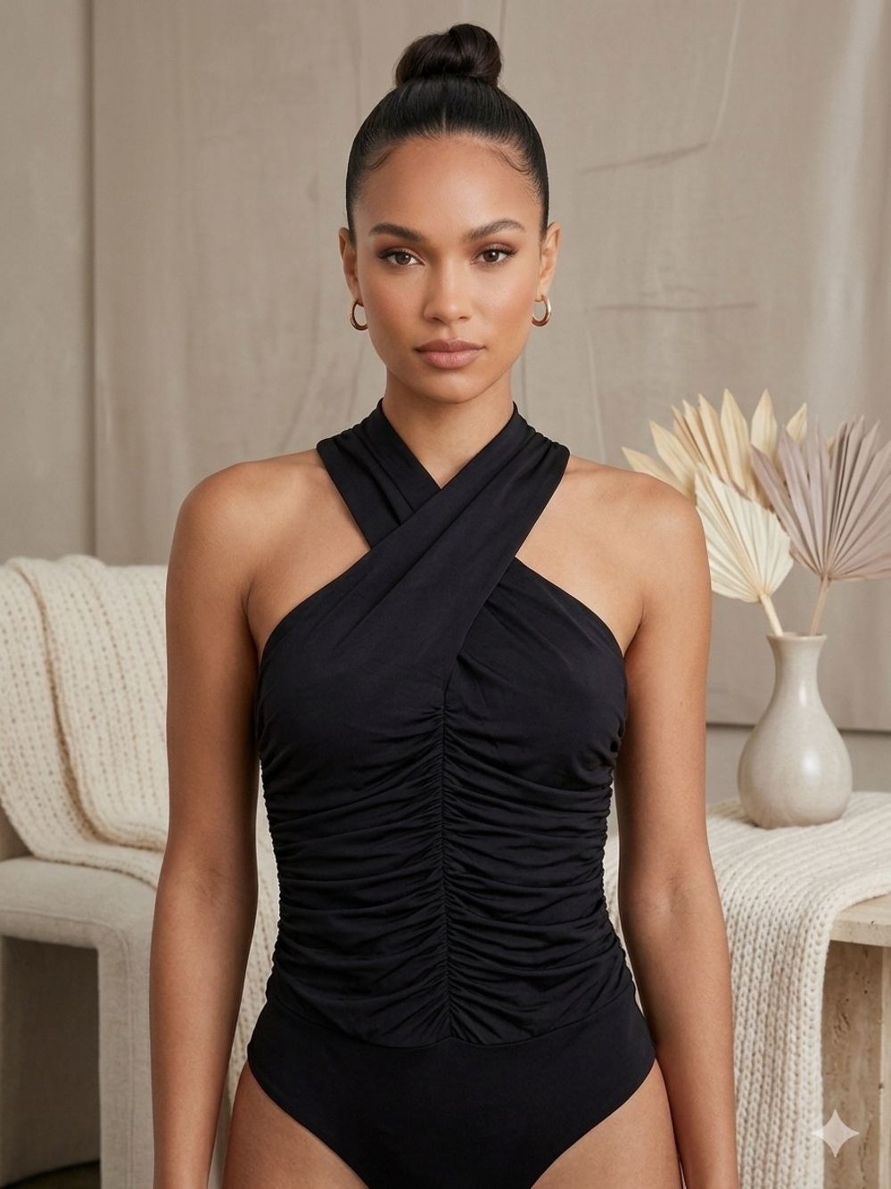 NWOT Generation Love Lunette Halter Bodysuit Black Size XS